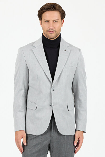 Frappoli Rollex Erkek Açık Gri Likralı Kumaşlı 2026 Kış Spor Blazer Ceket