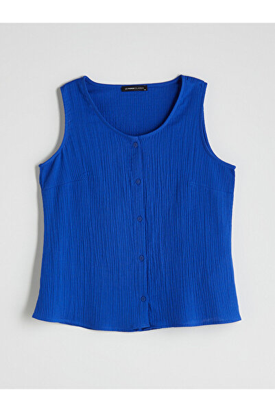 LC Waikiki Lcw U Neck Textured Muslin Blouse