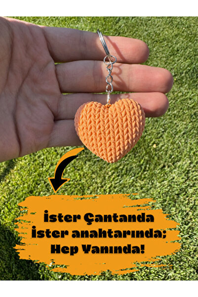 SABAZ Amigurumi Görünümlü Kalpli Anahtarlık - Kalpli Anahtarlık - Örgü Görünü...