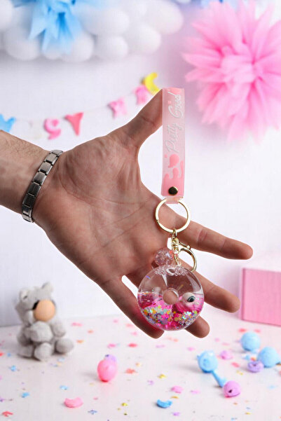 Chunky Frame Yuvarlak Simli Pembe Vıp Taşlı Ekstra Figürlü Hediyelik Anahtarlık