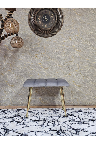 ZAFİR Gold Sivriltme Ayaklı 60 cm Puf Bench - Puf - Bench - Oturak - Mutfak Oturağı - Antre Oturağı