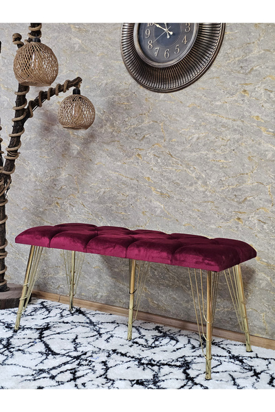 ZAFİR Metal Gold Tel Ayaklı 100 cm Puf Bench - Puf - Bench - Oturak - Mutfak ...