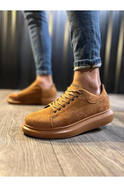 Knack High-Sole Casual Shoes - Tan Suede 044