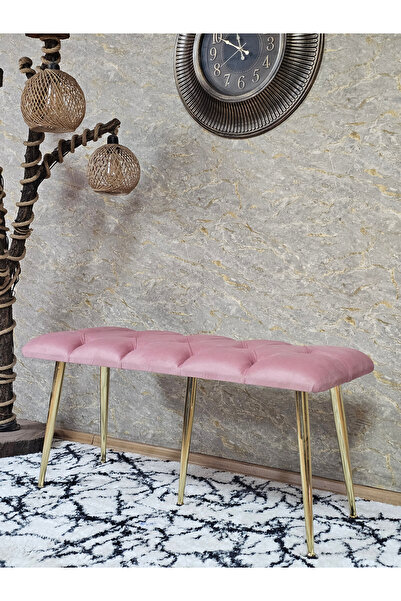 ZAFİR Gold Metal Yeşil Oturaklı Sivriltme Ayaklı Babyface Puf & Bench & Oturak