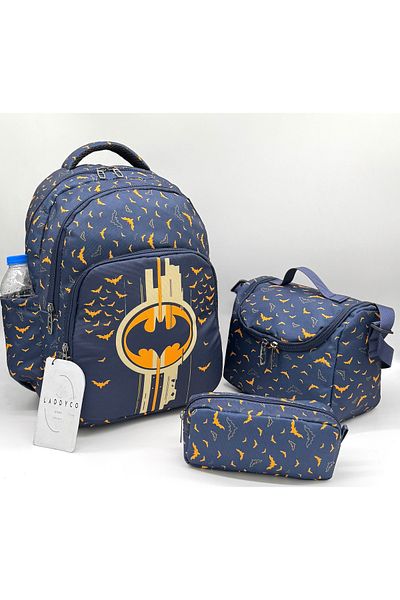 Bevitton Character Printed Boy's Primary School Bag Orthopedic 3-Piece Set Navy Blue Primary School Bag