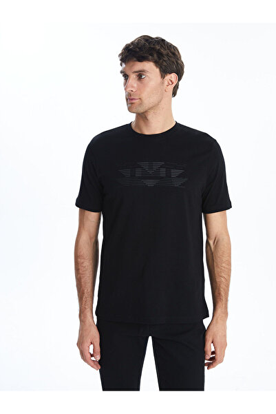 LC Waikiki تي شيرت رجالي من القطن الممشط مطبوع برقبة دائرية