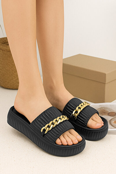 CARLA BELLA Women's Slippers Chain Accessory Detailed Stylish Women's Slippers Eva