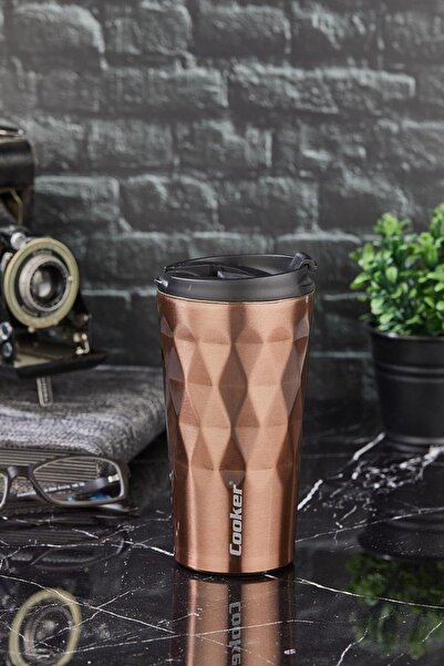 Cooker 2048 Lüx 350 Ml Prizma Çelik Termos Mug Kupa Bakır