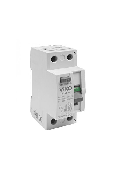 VİKO Kaçak Akım Rölesi AC Tipi 32A 2 Fazlı 300mA 6kA VTR2-32300