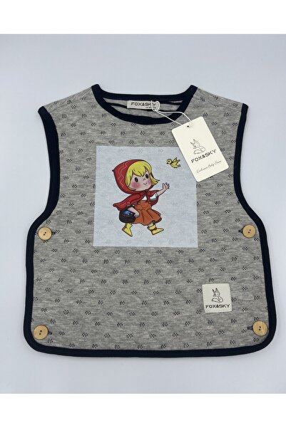 Fox&Sky Baby Girl Cotton Vest – Little Red Riding Hood Printed • Wooden Buttons |   Fox&Sky