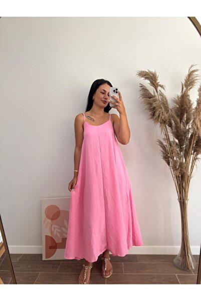 DUSOHOME Φόρεμα με λουράκι ροζ