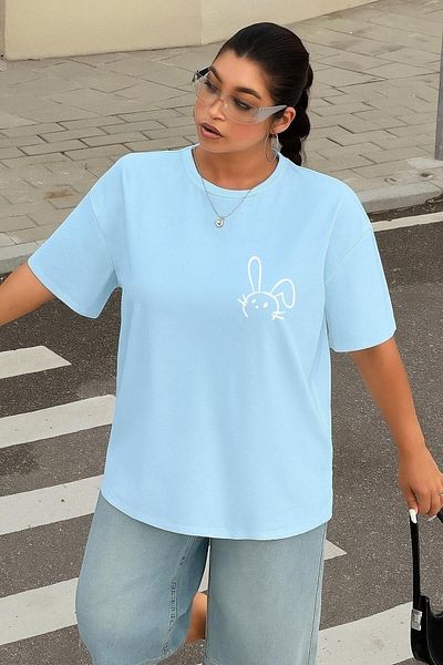 BENROMA Μπλουζάκι Unisex με στάμπα Rabbit Plus Size