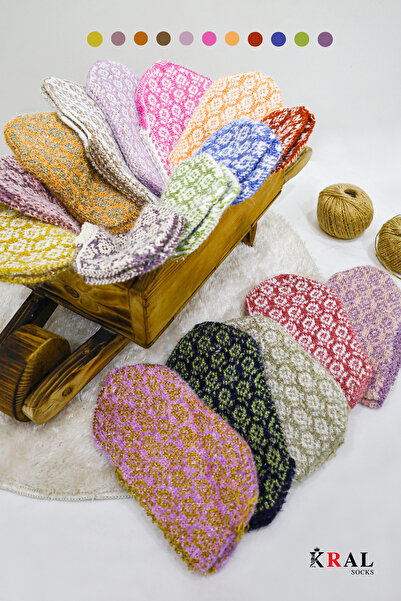 Miss Lana Női téli hímzett mintás zoknikészlet akril gyapjú kötött zokni (6 pár) vegyes színben