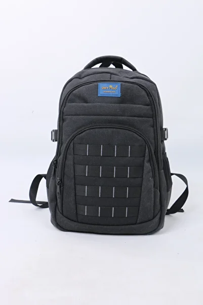 OBAY LİFE Black Unisex Canvas Fabric Multi-Eye Daily High School Middle School Backpack Nbr5062