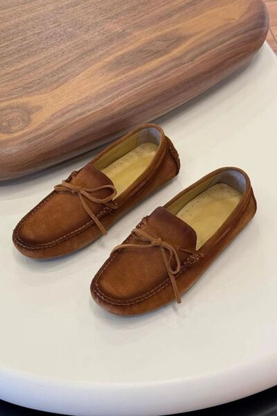 Paulo 1052 Taba Suede Lace Detail Genuine Leather Men's Classic Shoes