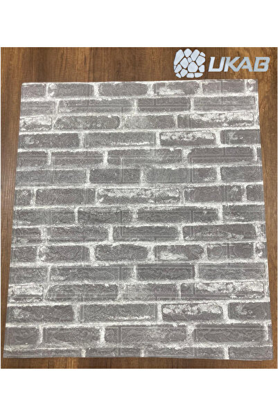 UKAB DEKOR Kendinden Yapışkanlı Gri Tuğla Desen Köpük Duvar Kağıdı Paneli Mutfak Salon Dekoratif Z78