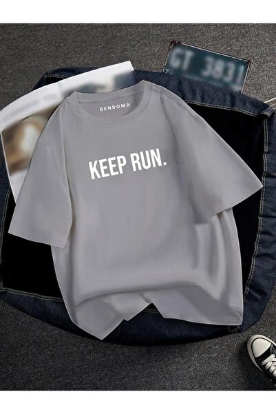 BENROMA Prevelika majica sa štampanim natpisom "Keep Run" unisex