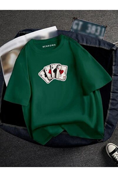 BENROMA Prevelika unisex majica sa štampanim igraćim kartama