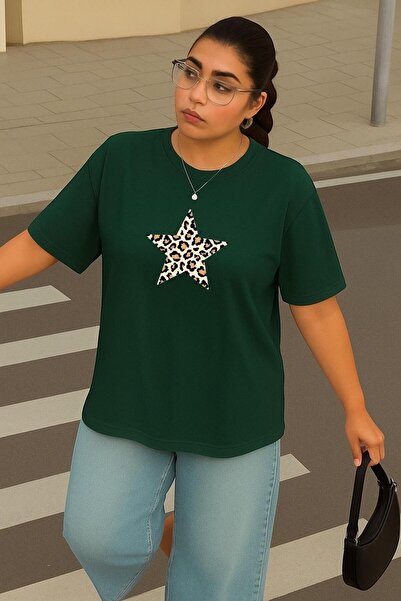 DM DOLCE MORE Plus Size Star Leopard Printed Unisex T-Shirt