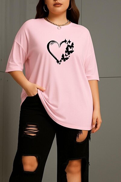 DM DOLCE MORE Large Size Heart Butterfly Printed Unisex T-Shirt