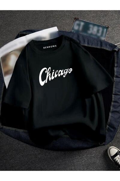 BENROMA Υπερμεγέθη Chicago Printed Unisex Tisort Printed