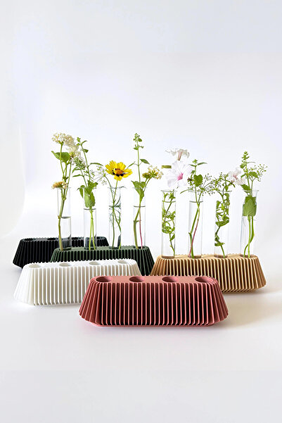 AHWALL Premium Bohemian 4-Piece Flower Pot Vase with Glass Tube