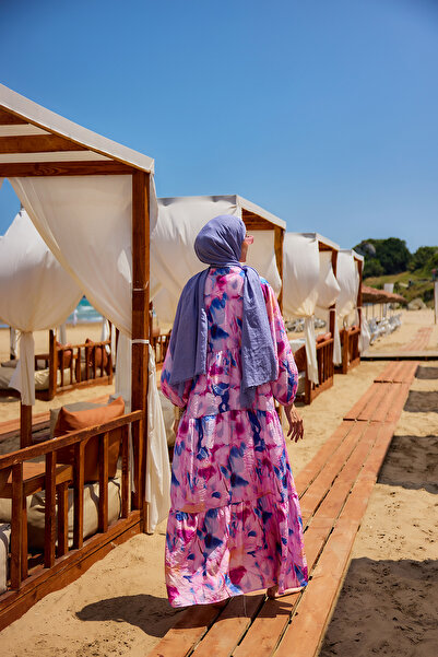 LOCCO Women's Mixed Pattern Dress Fuchsia