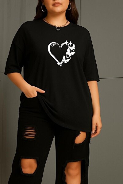 BENROMA Μπλουζάκι Unisex με στάμπα με καρδιά και πεταλούδα