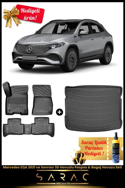 SRCMATS Mercedes EQA 2021 ve Sonrası Araca Özel 3D Havuzlu Paspas & Bagaj Hav...