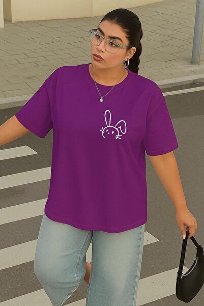 DM DOLCE MORE Tricou unisex cu imprimeu iepure de mărime mare