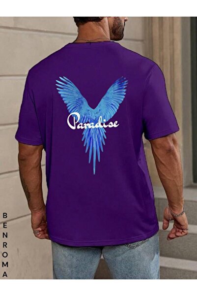 E-ROMA Tricou unisex imprimat pe spate supradimensionat