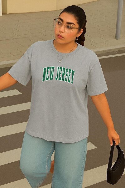 BENROMA Μπλουζάκι Unisex με στάμπα της Νέας Τζέρσεϊ σε μεγάλο μέγεθος