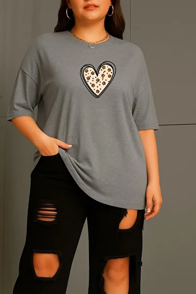 BENROMA Large Size Heart Paw Printed Unisex T-Shirt