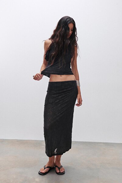 Pull & Bear Dantel midi etek