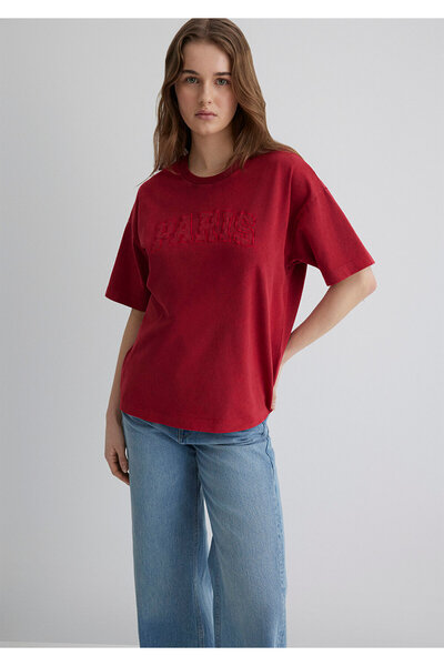 Mavi Paris Printed Red T-Shirt Oversize / Wide Cut 1613218 -70464