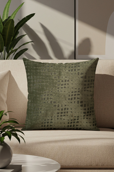 Sezyon غطاء وسادة ريفا منقوش باللون الأخضر مقاس 45×45