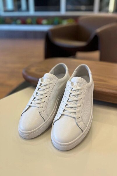 Paulo 4253 BEYAZ HAKİKİ DERİ ERKEK SNEAKERS - ERKEK SPOR AYAKKABI