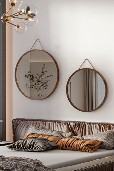 vovvahome Mirora 2'li Yuvarlak Dekoratif Duvar Aynası | Boyalı Ahşap Çerçevel...