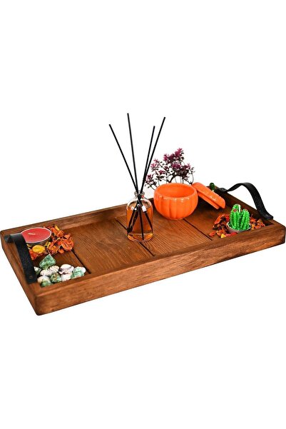 BEEVOLİ ÇAY-KAHVE-SUNUM TEPSİSİ DEKORATİF TEPSİ 50*25 CEVİZ