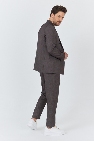 Frappoli Modesto Men's Burgundy 4-Season Slim Fit Double Breasted Suit