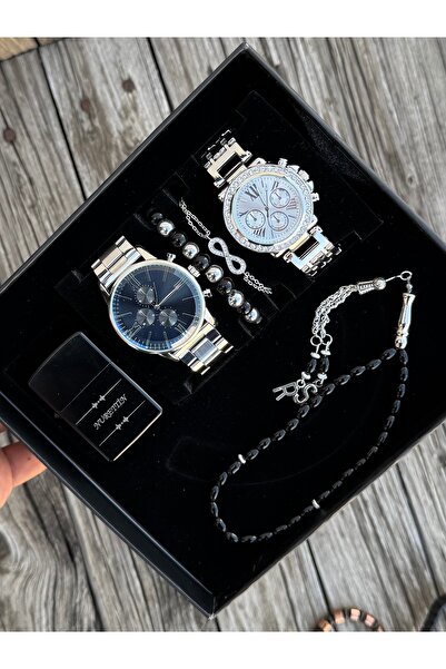DEEPWELL Çift Kol Saatleri Çakmak Tesbih Bileklik Seti Xz137