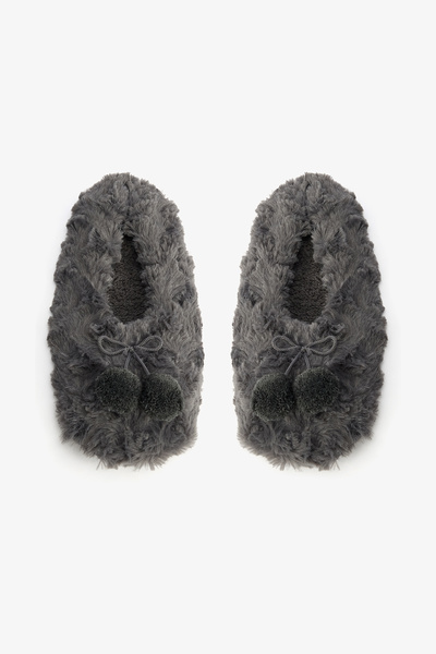 Penti Gray Cozy Pompom Home Shoes