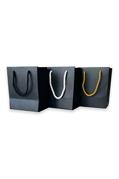 ABB Matbaa 50 Adet Siyah Kuyumcu Karton İpli Çanta (12x15x8)