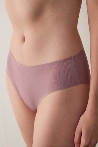 Penti Dusty Rose Ribbed Non-Marking Low Waist Hipster Panties