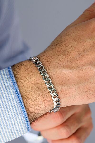 Gümüş Çadırım Erkek 925 Ayar Gümüş Kalın Gurmet Model Klasik Günlük Bileklik