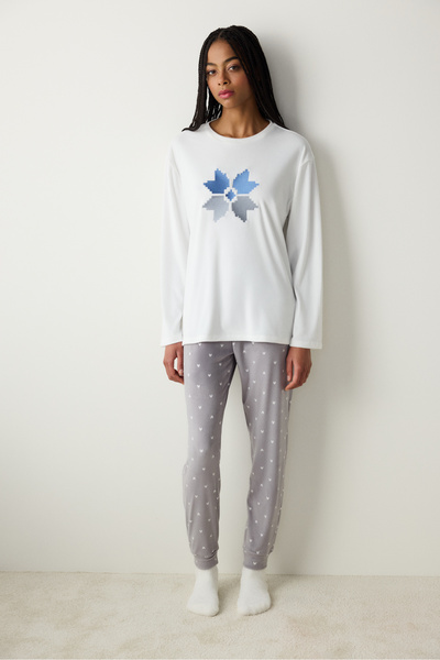 Penti Χαριτωμένο Snowflake Fuzzy Off-White φούτερ