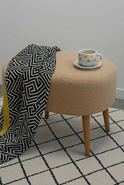 eda hacıoğlu edam bedding group Teddy Oval Puf Bench Ahşap Retro Ayak Dekorat...