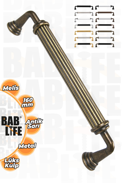 bablife Melis 160 mm, metal galben antic, sertar de lux, dulap, mânere de mobilier cu toate opțiunile de culoare