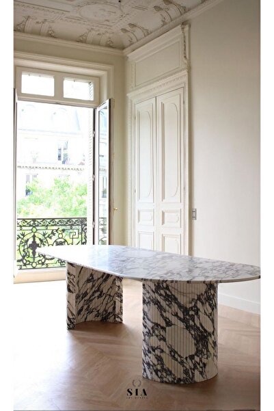 SİA ART DESİNG Doğal Mermer Calacatta Viola Yemek Masası