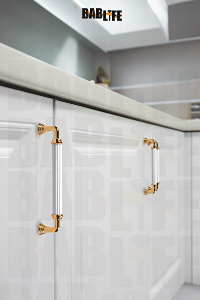 bablife Melis 96mm Mânere de mobilier pentru dulapuri de lux din metal alb-auriu cu toate opțiunile de culoare